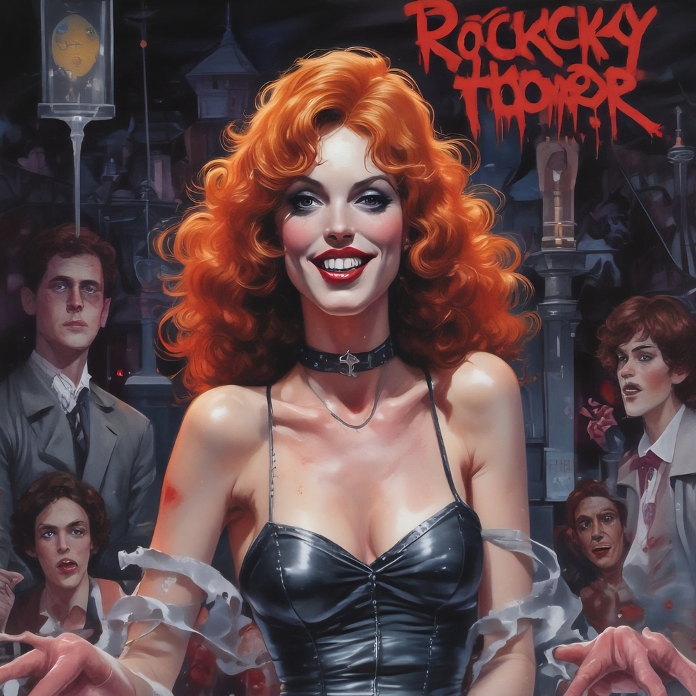 Rocky Horror Inspired Art Print with Bold Orange and Black